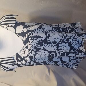 Cabi Shoulder Tie Floral and Stripe Tank SZ SM